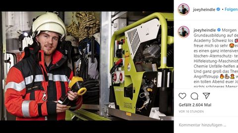 Joey Heindle macht in der Schweiz eine Grundausbildung zum Feuerwehrmann 