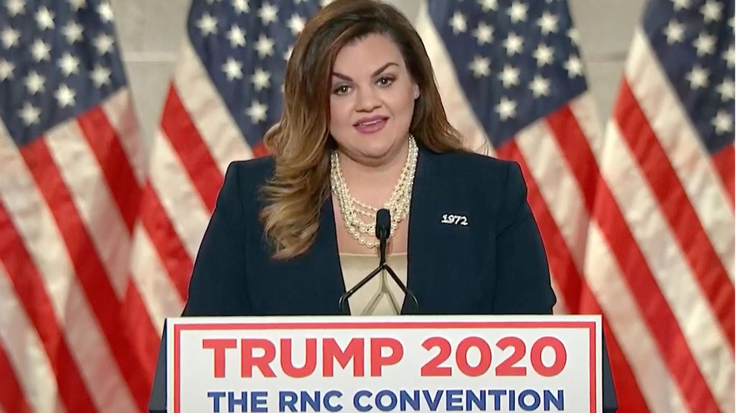 Abby Johnson, hier bei ihrer Video-Ansprache auf dem Parteitag der US-Republikaner