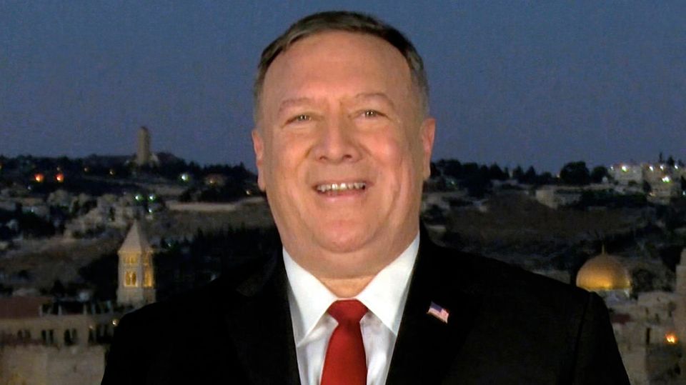 US-Außenminister Mike Pompeo hält eine Rede beim Parteitag der Republikaner.
