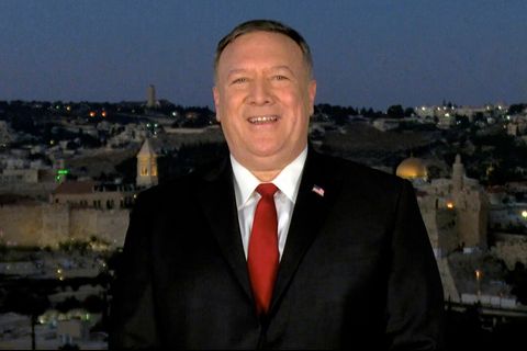 US-Außenminister Mike Pompeo hält eine Rede beim Parteitag der Republikaner.