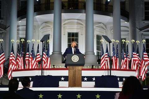 Donald Trump während seiner Nominierungsrede vor dem Weißen Haus