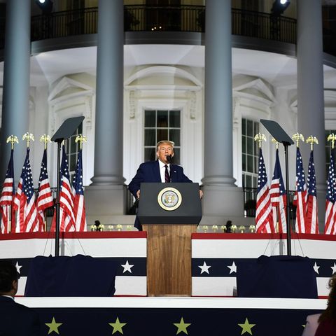 Donald Trump während seiner Nominierungsrede vor dem Weißen Haus