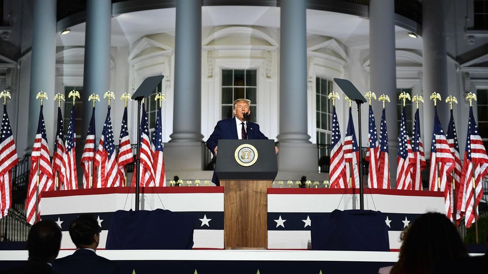 Donald Trump während seiner Nominierungsrede vor dem Weißen Haus
