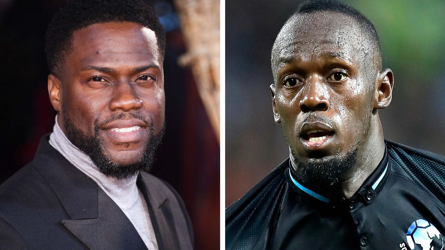 Schauspieler Kevin Hart (links) und 100-Meter-Weltrekordler Usain Bolt (rechts)