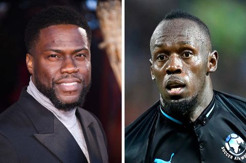 Schauspieler Kevin Hart (links) und 100-Meter-Weltrekordler Usain Bolt (rechts)