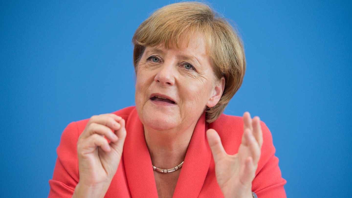 Bundeskanzlerin Angela Merkel am 31. August 2015 auf einer Pressekonferenz