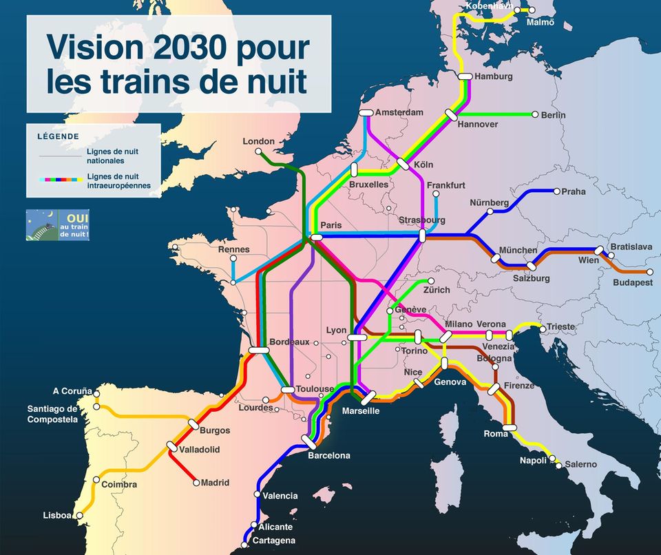 Mobilität der Zukunft: So könnte das Nachtzug-Netz in Europa in zehn Jahren aussehen So könnte das Nachtzug-Netz in Europa in zehn Jahren aussehen