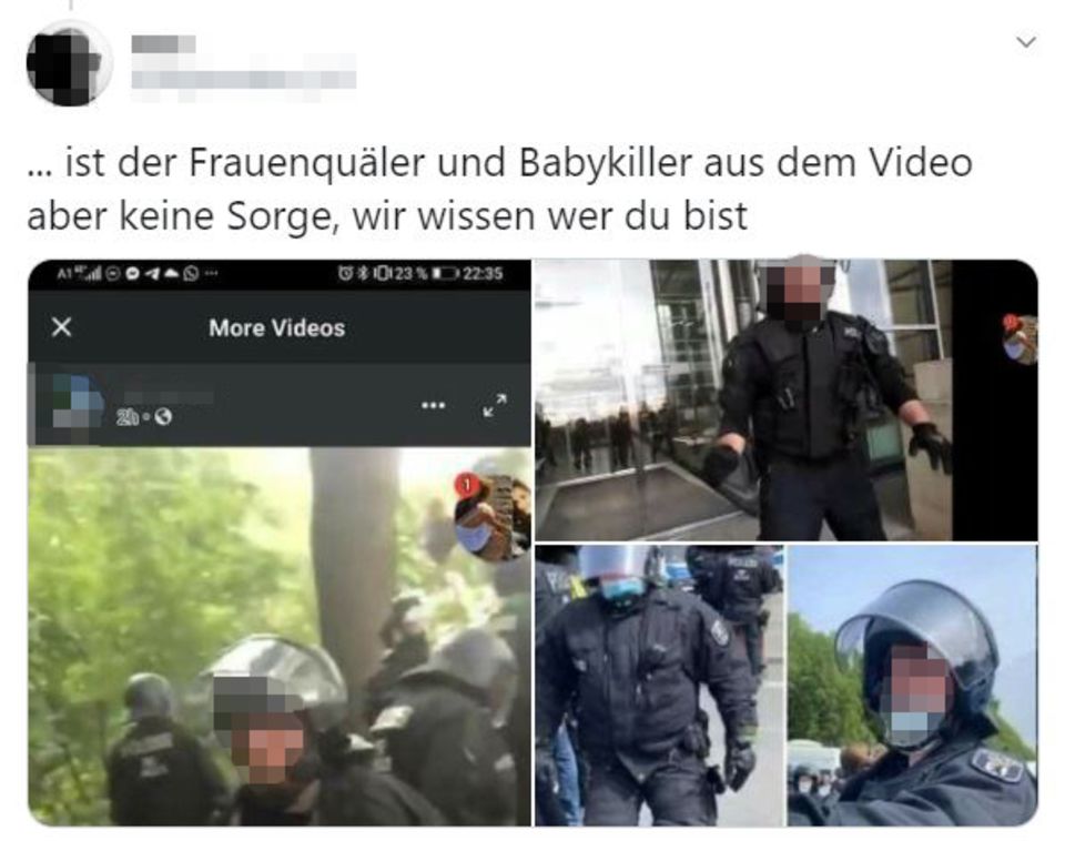 Fake News nach Corona-Protest: "Wissen, wer du bist": Dieser Twitter-Nutzer droht dem angeblich für den Einsatz verantwortlichen Polizisten "Wissen, wer du bist": Dieser Twitter-Nutzer droht dem angeblich für den Einsatz verantwortlichen Polizisten