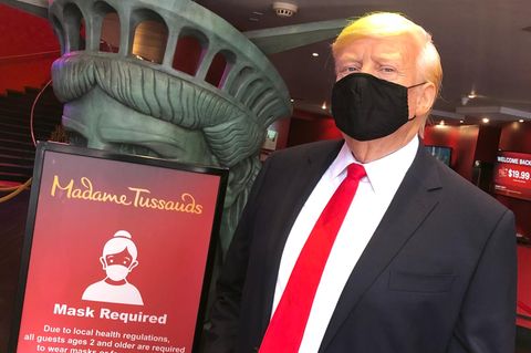 Madame Tussauds: US-Präsident Donald Trump als Wachsfigur mit Mundschutz