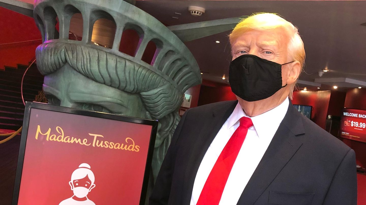 Madame Tussauds: US-Präsident Donald Trump als Wachsfigur mit Mundschutz
