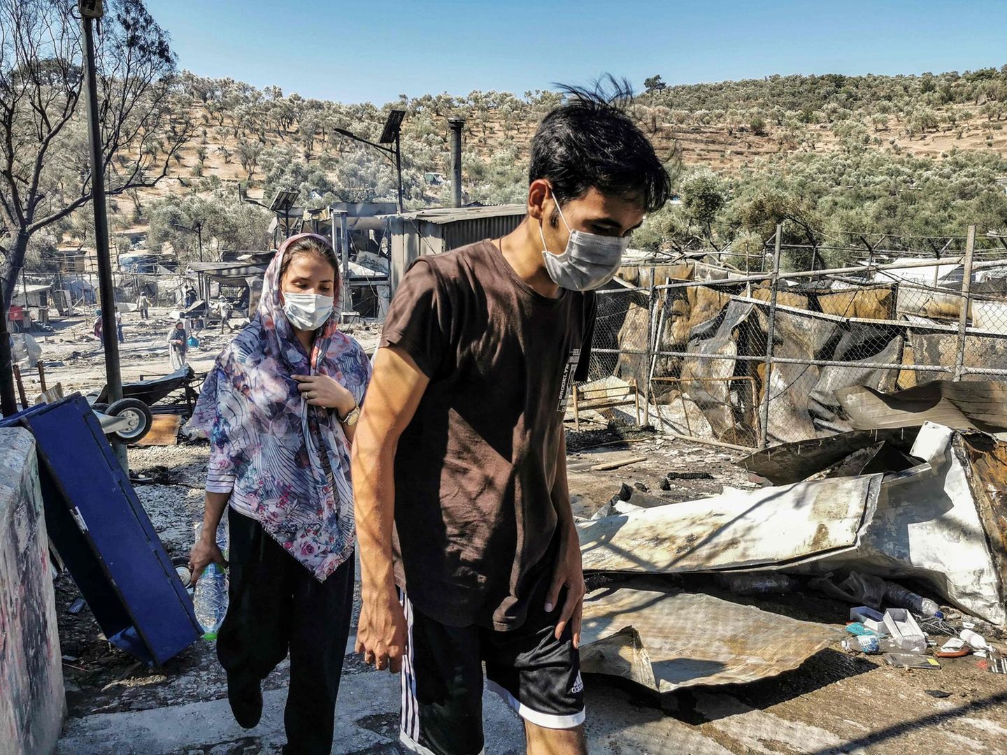 Brand im Flüchtlingslager Moria auf Lesbos