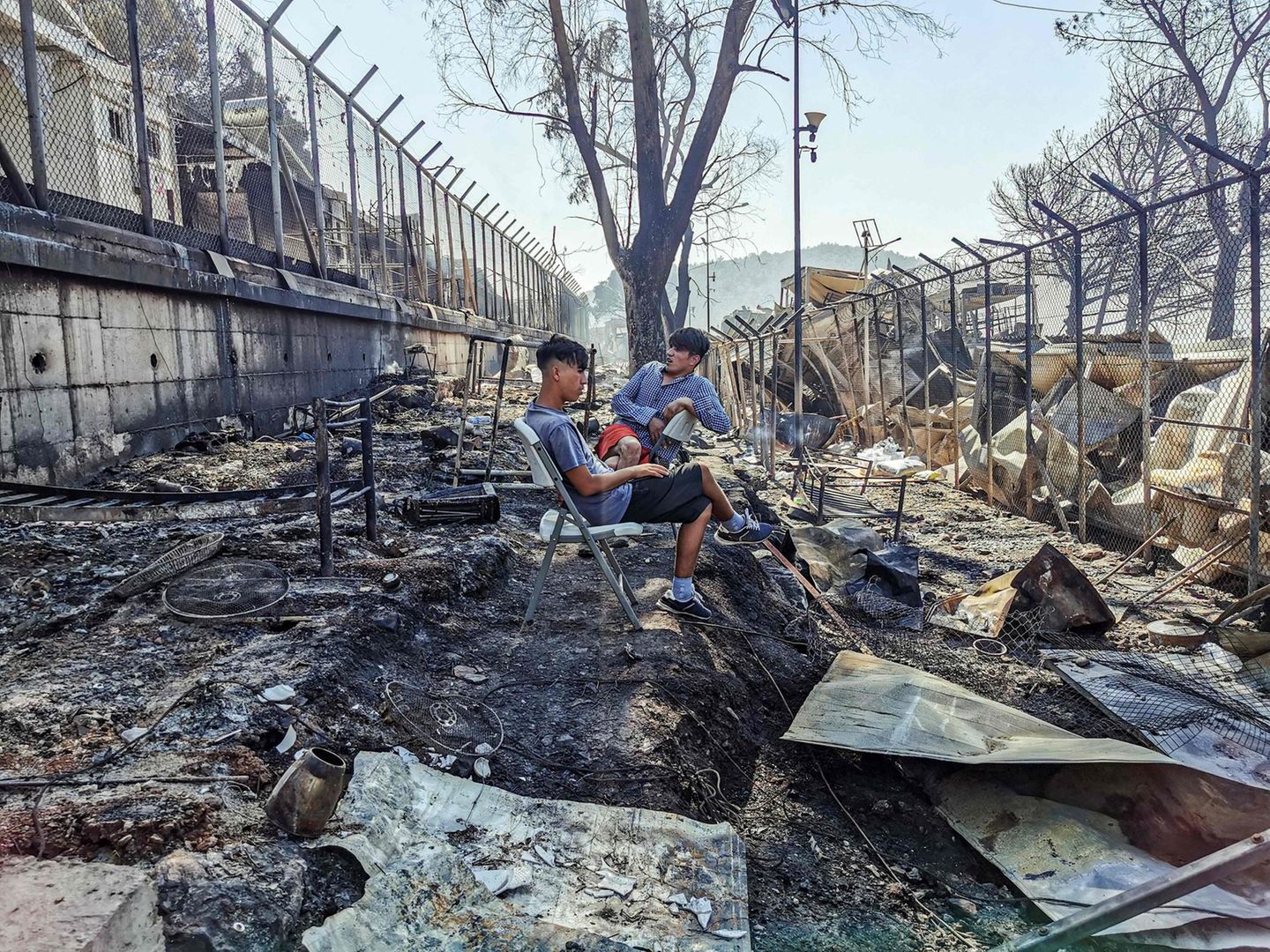 Brand im Flüchtlingslager Moria auf Lesbos