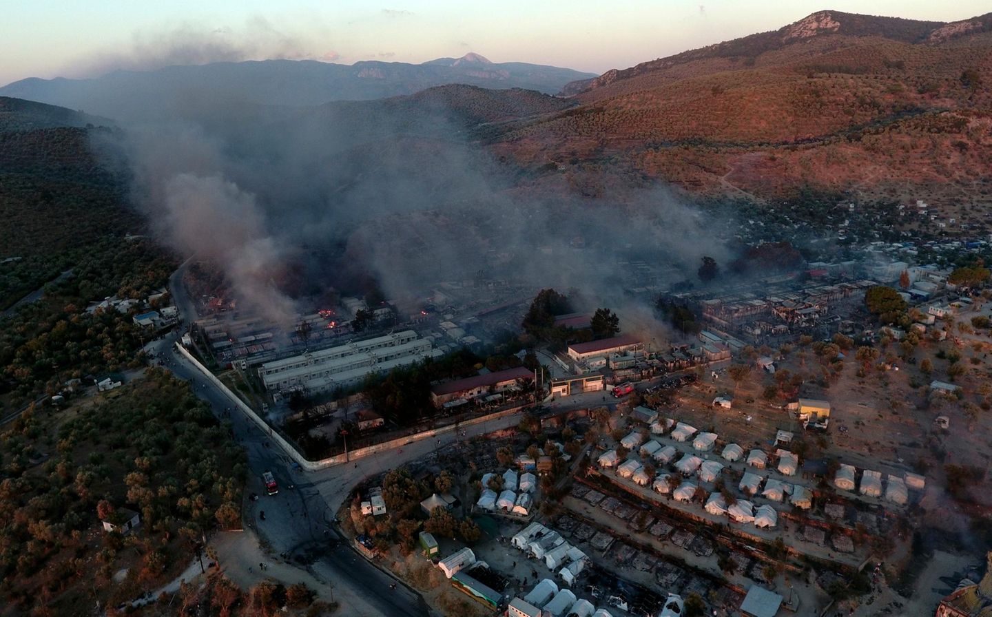 Brand im Flüchtlingslager Moria auf Lesbos