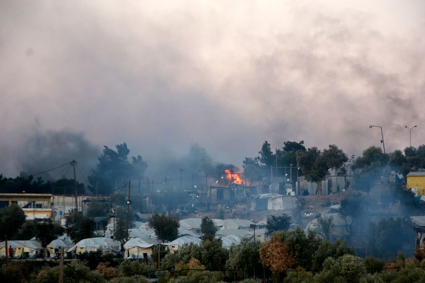 Brand im Flüchtlingslager Moria auf Lesbos