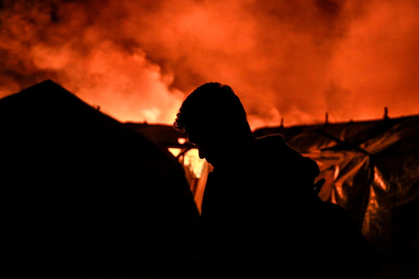Brand im Flüchtlingslager Moria auf Lesbos