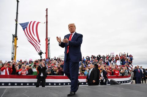US-Präsident Donald Trump auf dem MBS International Airport in Freeland, Michigan