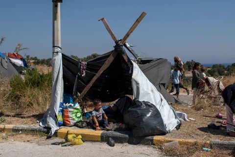 Obdachlosen Menschen auf Lesbos
