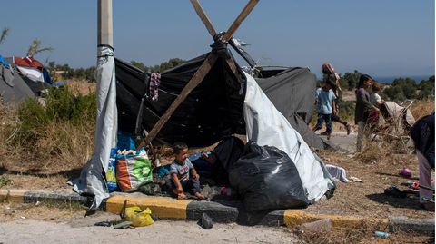 Obdachlosen Menschen auf Lesbos