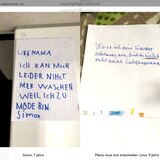 Überzeugende Begründung: Simon, 7 Jahre     Mama muss sich entscheiden: Linus, 9 Jahre