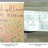 Immern nach einem halben Film ins Bett. Cleo, 8 Jahre, reicht's.      Die Mitleidskarte von Alina, 7 Jahre