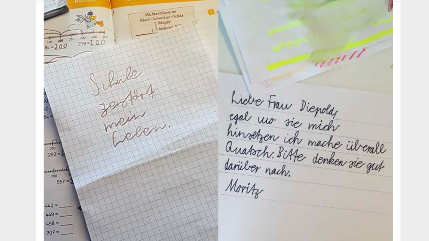 Hausaufgabenkrise, Jonas, 9 Jahre     Nur mal logisch überlegen, findet Moritz, 8 Jahre