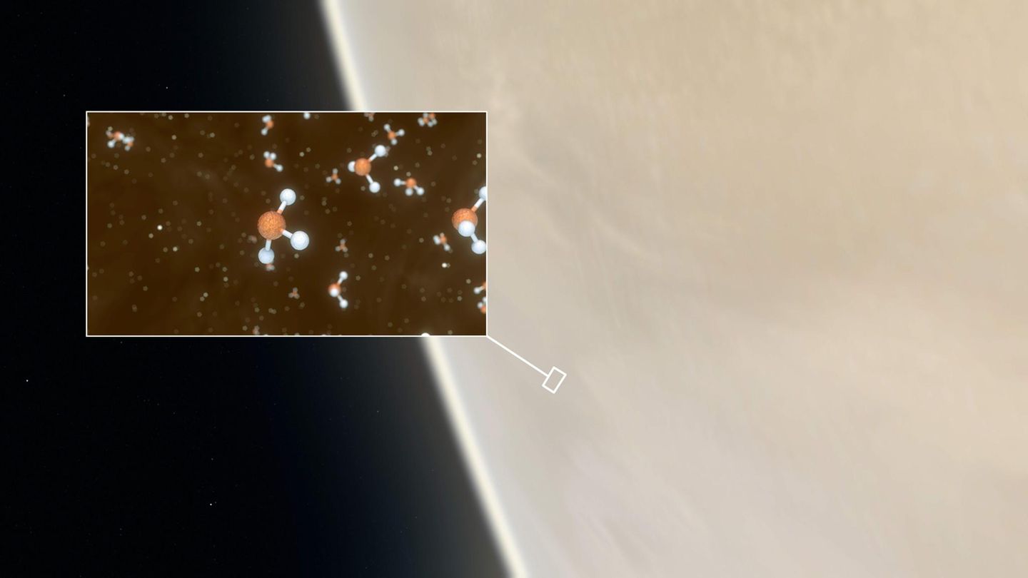 Darstellung des Fundes von Monophosphan-Molekühlen in der Venus-Atmosphäre
