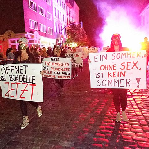 Demonstration von Sex-Arbeiterinnen im Sommer auf St. Pauli