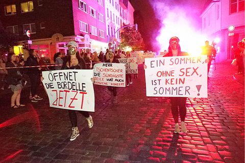 Demonstration von Sex-Arbeiterinnen im Sommer auf St. Pauli