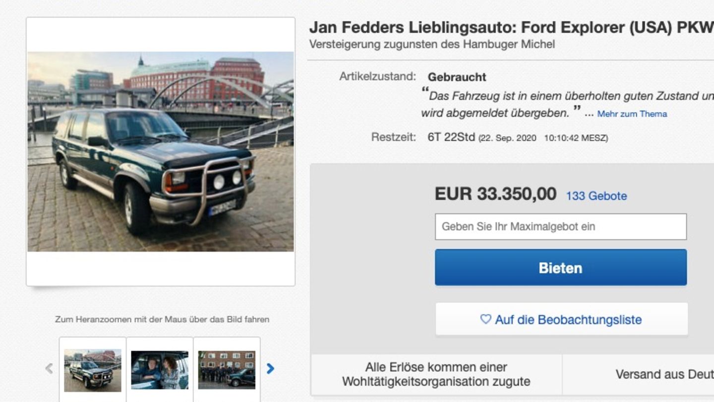Jan Fedders Kultwagen wird auf eBay versteigert