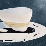 Die Konstruktion wird hoch- und runtergefahren, um die Segelfläche anzupassen.