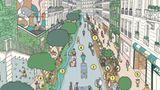 Eine Stadt für die Bürger und nicht für die Autos – das verspricht Anne Hidalgo. In ihrem Projket haben Fußgänger und Radfahrer absolute Vorfahrt und das Auto wird zum langsamsten Verkehrsmittel. Die Breite der Fahrbahn wird auf die Dimension zurückgeschraubt, die bei der Planung der Stadtviertel vorgesehen war.