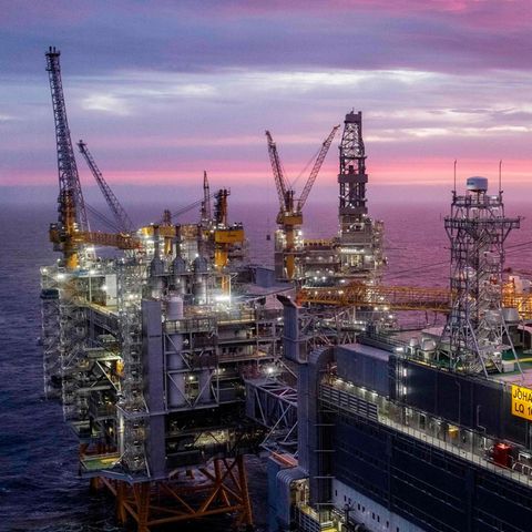 Eine norwegische Bohrplattform in der Nordsee