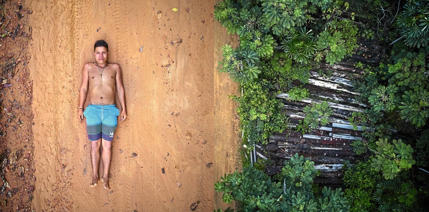 Links: Ednei; Rechts: der Amazonas-Regenwald