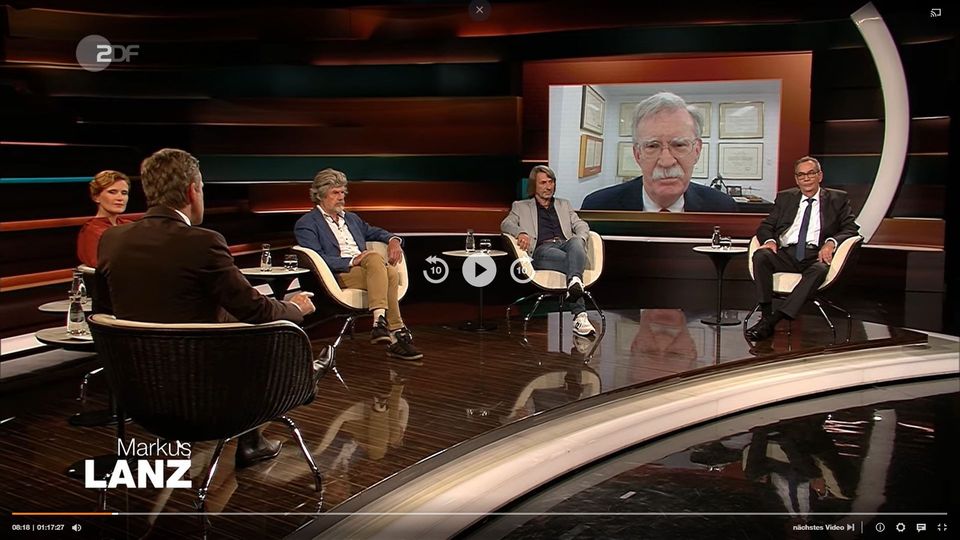 "Markus Lanz" – Ex-Sicherheitsberater Bolton über Trump: "Er hört nur auf seinen Bauch, und das kann sehr gefährlich sein" John Bolton in ZDF-Sendung "Markus Lanz"