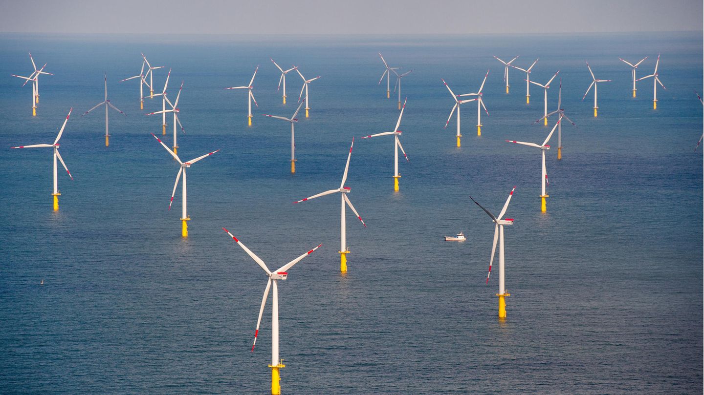 Der Offshore-Windpark "Butendiek", etwa 30 Kilometer vor der Insel Sylt in der Nordsee