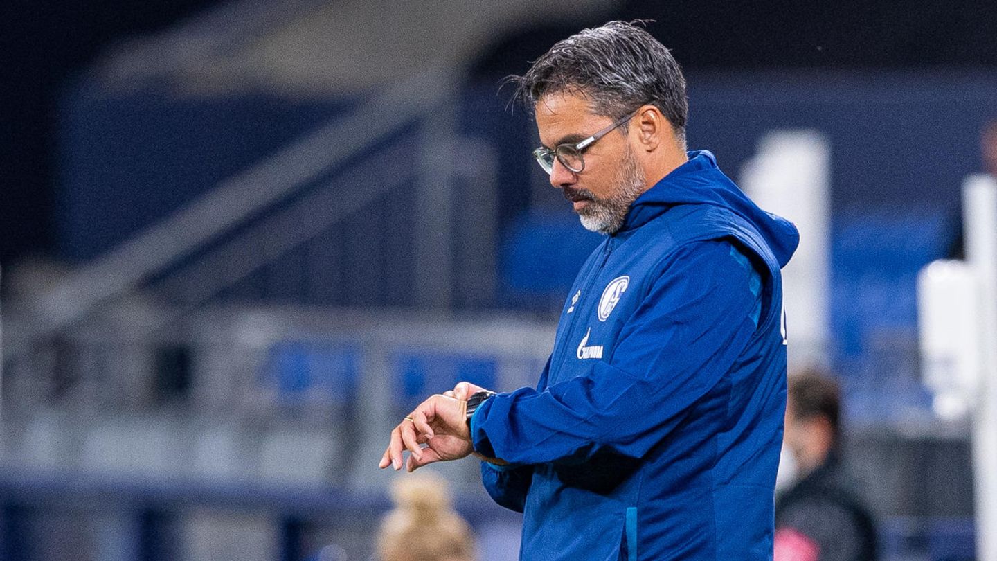 Schalke-Coach David Wagner schaut auf die Uhr