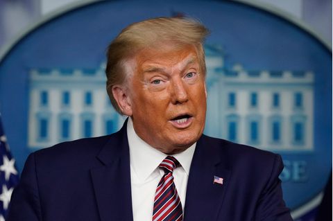 Donald Trump, Präsident der USA, während einer Pressekonferenz im Weißen Haus