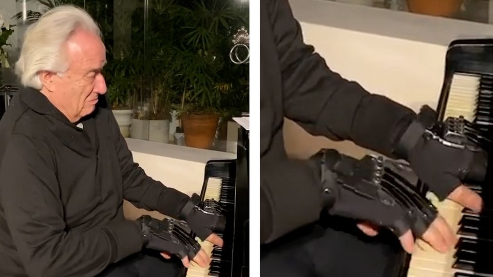 Zu Tränen gerührt: Brasilianischer Pianist und Dirigent kann dank bionischer Handschuhe wieder Klavier spielen