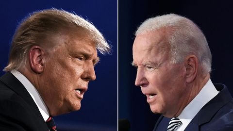 US-Präsident Donald Trump (l.) und Joe Biden (r.). Präsidentschaftskandidat der US-Demokraten