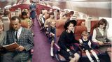 Im Inneren des Modells: Im Vergleich zur Concorde sollte die Boeing 2707 an Bord fast Großraum-Komfort bieten. Interessant die halboffenen Gepäckfächer über und die Monumente für Beleuchtung und Belüftung zwischen den Sitzen.