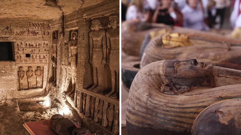 Archäologen finden bei Kairo 59 altägyptische Sarkophage Archäologen finden bei Kairo 59 altägyptische Sarkophage