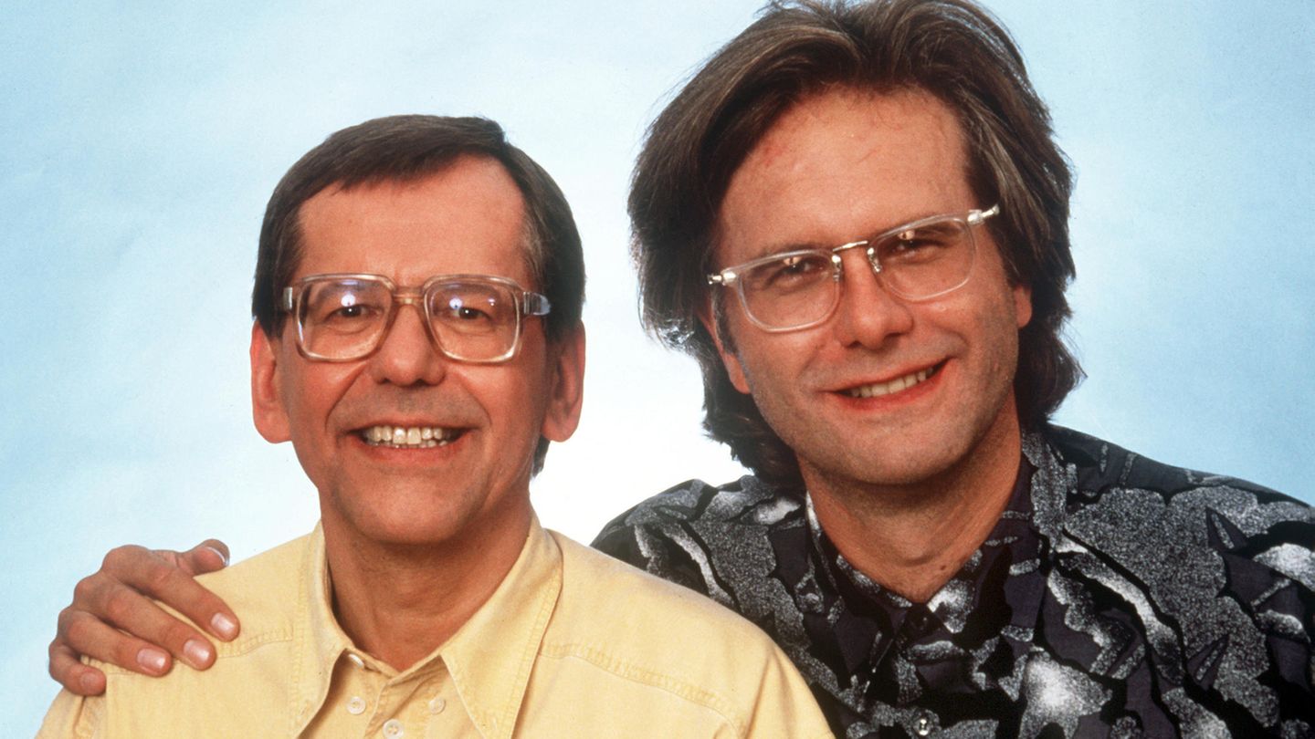 Herbert Feuerstein (l.) und Harald Schmidt 1992 während ihrer gemeinsamen Zeit für "Schmidteinander"