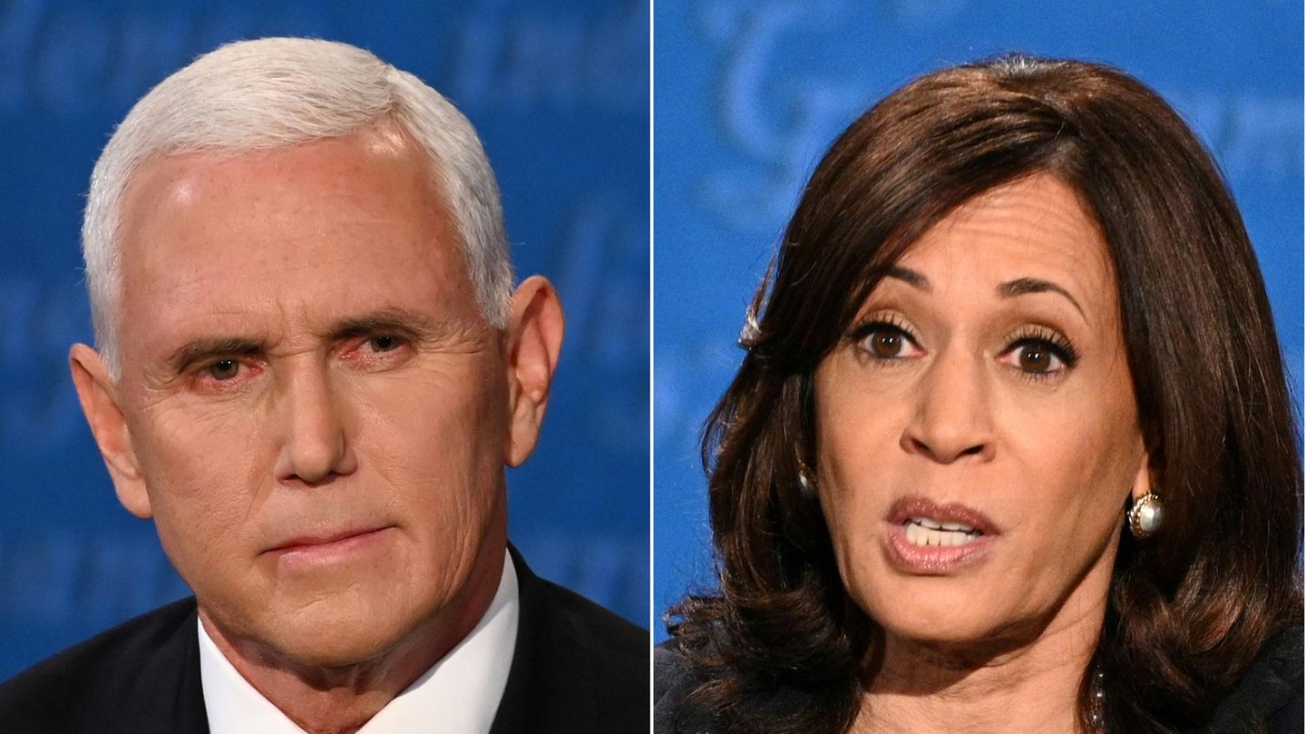 US-Vizepräsident Mike Pence (l.) und die Vize-Präsidentshcaftskandidatin der Demokraten, Kamala Harris (r.)