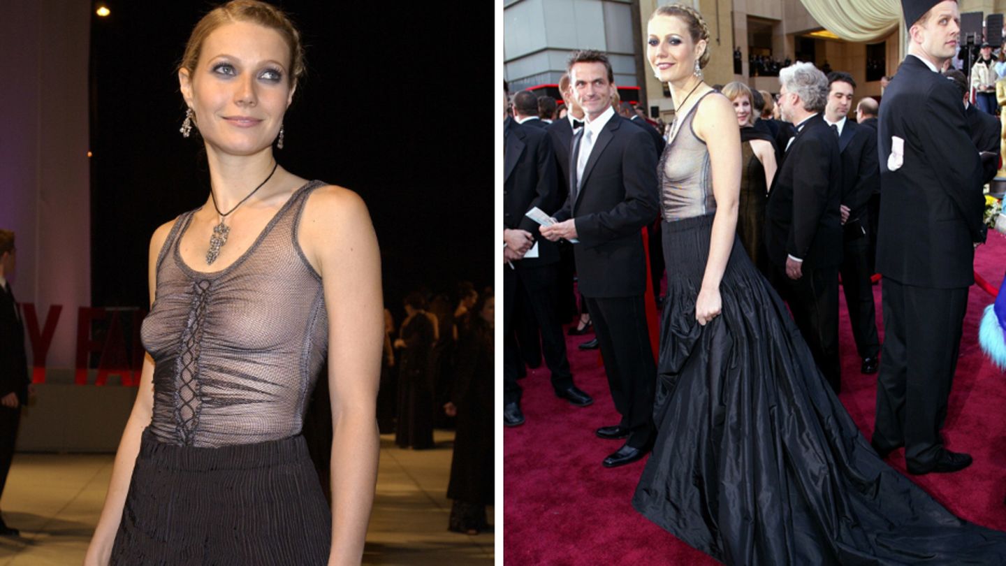 Gwyneth Paltrow kam zu den Oscars 2002 ohne BH und mit transparentem Top