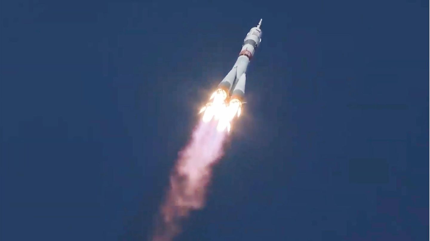 Die Sojus-Rakete startet in Richtung ISS