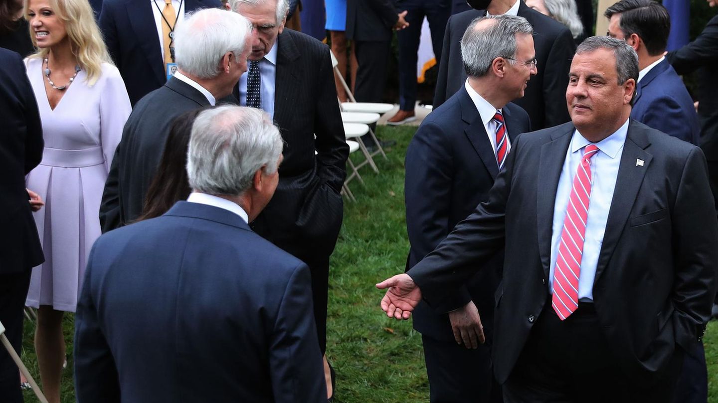 Republikaner Chris Christie während einer Veranstaltung im Rosengarten des Weißen Hauses