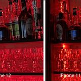 300 Prozent vergrößert: Auf beiden Bildern sind Flaschen und Gläser erkennbar.