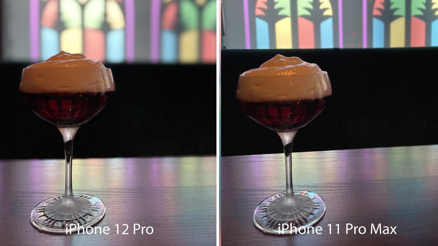 Porträt eines Objekts im Gegenlicht: Der Schaum auf dem Cocktail hat beim iPhone 12 Pro deutlich mehr Zeichnung als beim Vorgängermodell.