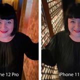 Dieses Foto liegt licht-technisch zwischen dem ersten und zweiten. Ein schummriger Gang mit viel künstlichem Seitenlicht in einer Bar. Auch hier schneidet das 12 Pro klar besser ab. Während beim 11er die Haare kaum zu erkennen sind, wird die Person links scharf dargestellt.