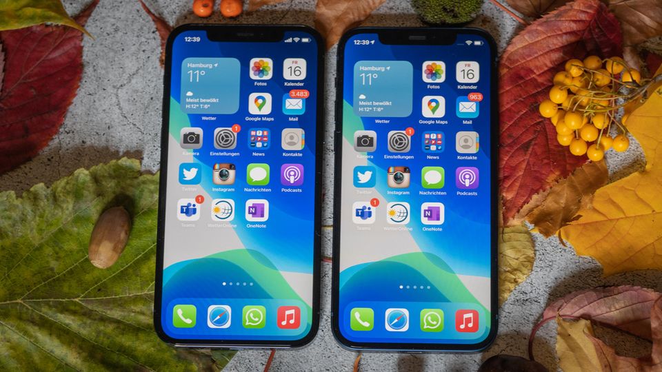Die Displays der beiden 12er-Modelle sind identisch. Entsperrt werden die Geräte via Face ID. Die Displays der beiden 12er-Modelle sind identisch. Entsperrt werden die Geräte via Face ID.